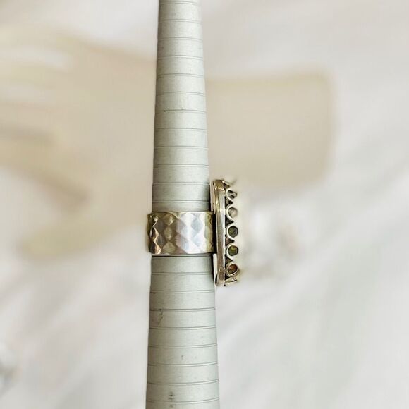 Natural Ocean Jasper Wide Diamond Band Sterling Silver Statement Ring - NEW - Picture 4 of 4